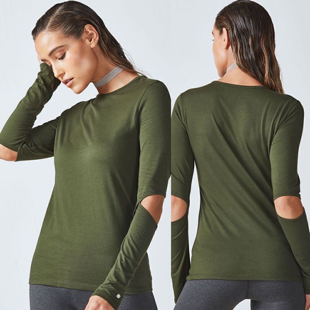 Fabletics Alexa Long-Sleeve Green Tee Size XL